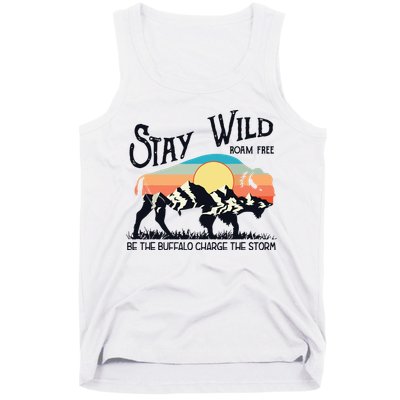 W4Mx Retro Stay Wild Roam Free The Buffalo Charge The Storm Tank Top
