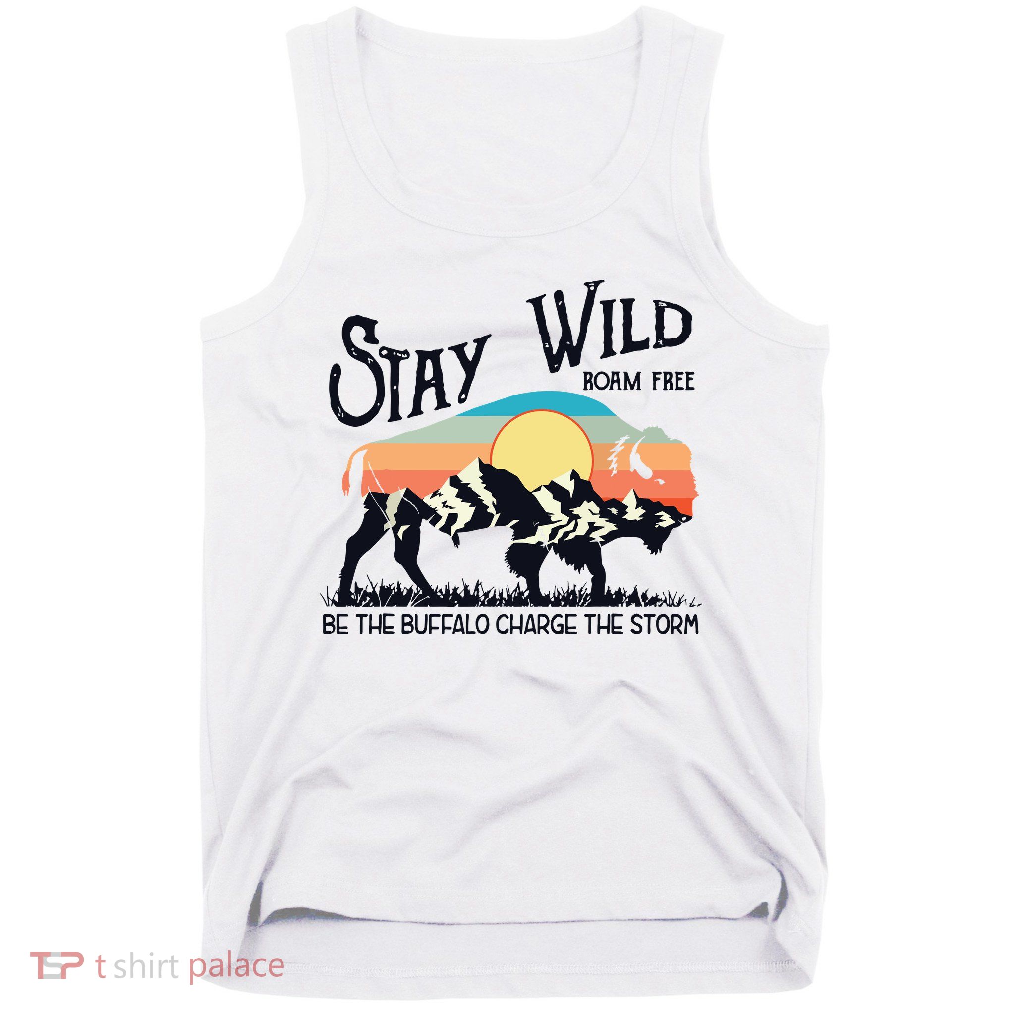W4Mx Retro Stay Wild Roam Free The Buffalo Charge The Storm Tank Top