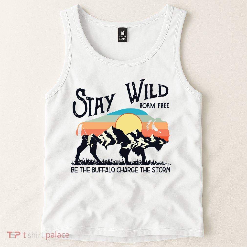 W4Mx Retro Stay Wild Roam Free The Buffalo Charge The Storm Tank Top