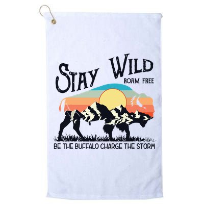W4Mx Retro Stay Wild Roam Free The Buffalo Charge The Storm Golf Towel