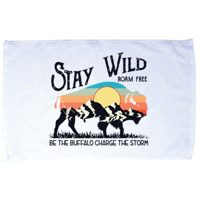 W4Mx Retro Stay Wild Roam Free The Buffalo Charge The Storm Microfiber Hand Towel