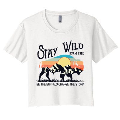 W4Mx Retro Stay Wild Roam Free The Buffalo Charge The Storm Crop Top