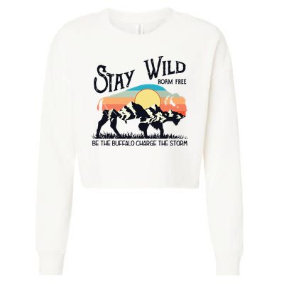 W4Mx Retro Stay Wild Roam Free The Buffalo Charge The Storm Cropped Pullover Crew