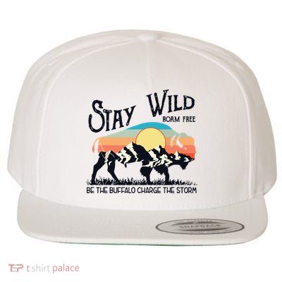 W4Mx Retro Stay Wild Roam Free The Buffalo Charge The Storm Wool Snapback Cap