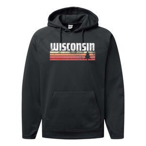 Wisconsin Retro Style 70s 80s 90s Home Gift Performance Fleece Hoodie