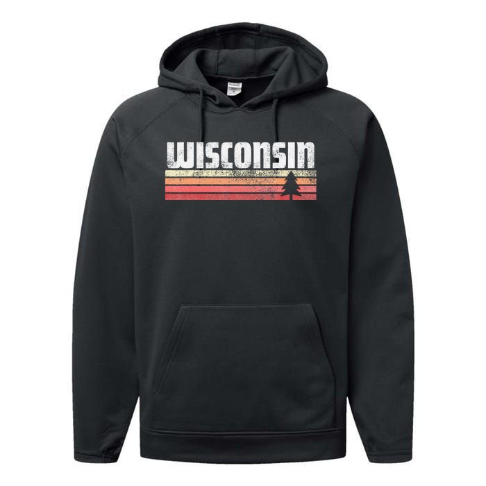 Wisconsin Retro Style 70s 80s 90s Home Gift Performance Fleece Hoodie