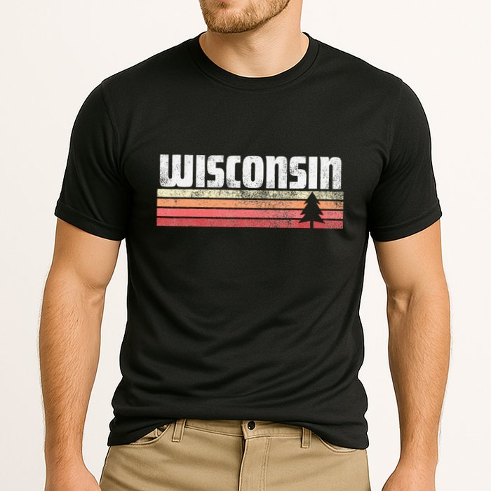 Wisconsin Retro Style 70s 80s 90s Home Gift Cooling Performance Crew T-Shirt