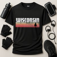Wisconsin Retro Style 70s 80s 90s Home Gift Cooling Performance Crew T-Shirt