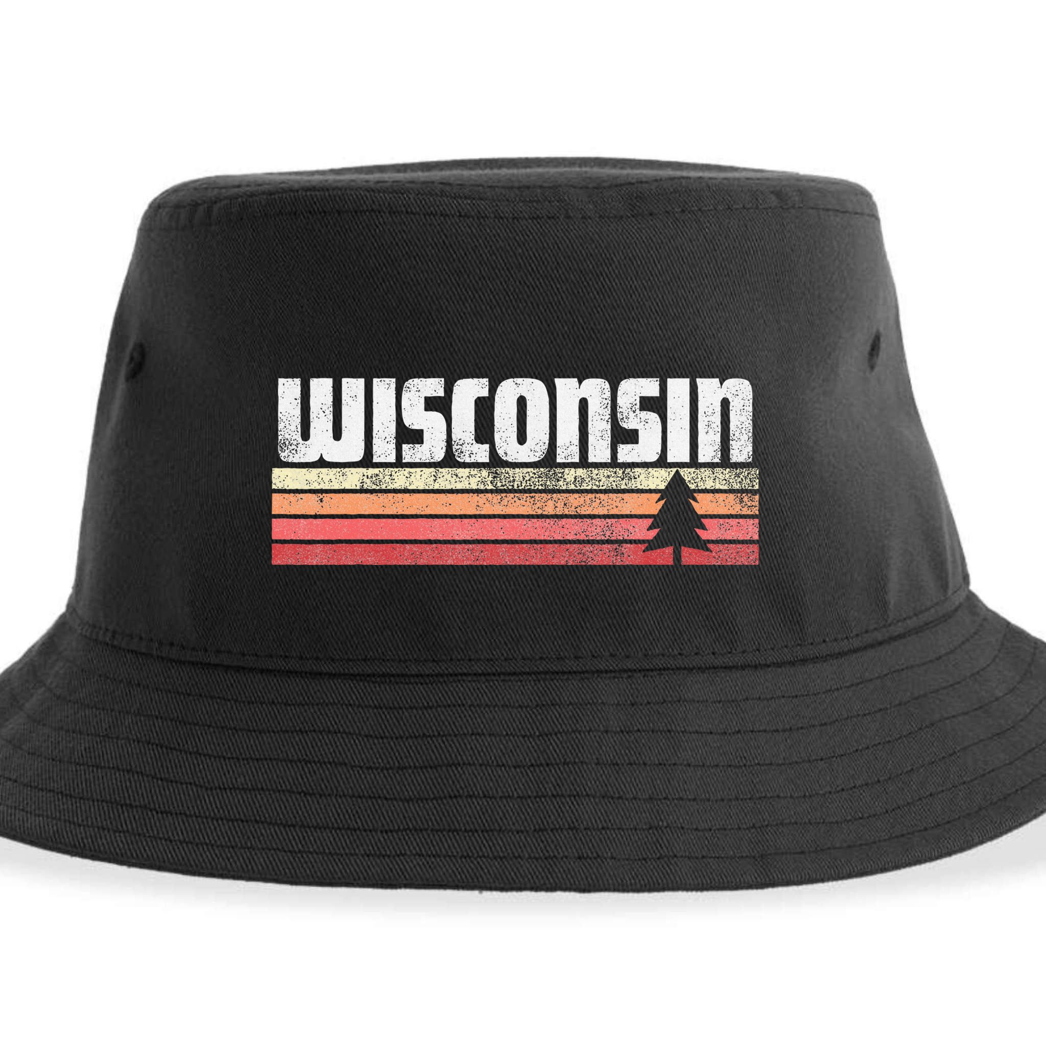 Wisconsin Retro Style 70s 80s 90s Home Gift Sustainable Bucket Hat