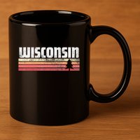Wisconsin Retro Style 70s 80s 90s Home Gift 11oz C Handle Ceramic Mug