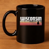 Wisconsin Retro Style 70s 80s 90s Home Gift 11oz C Handle Ceramic Mug