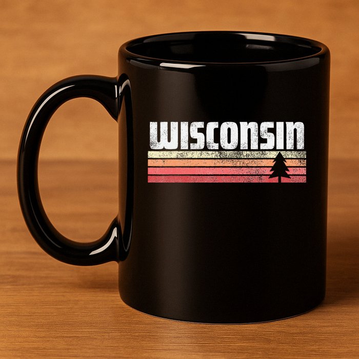Wisconsin Retro Style 70s 80s 90s Home Gift 11oz C Handle Ceramic Mug