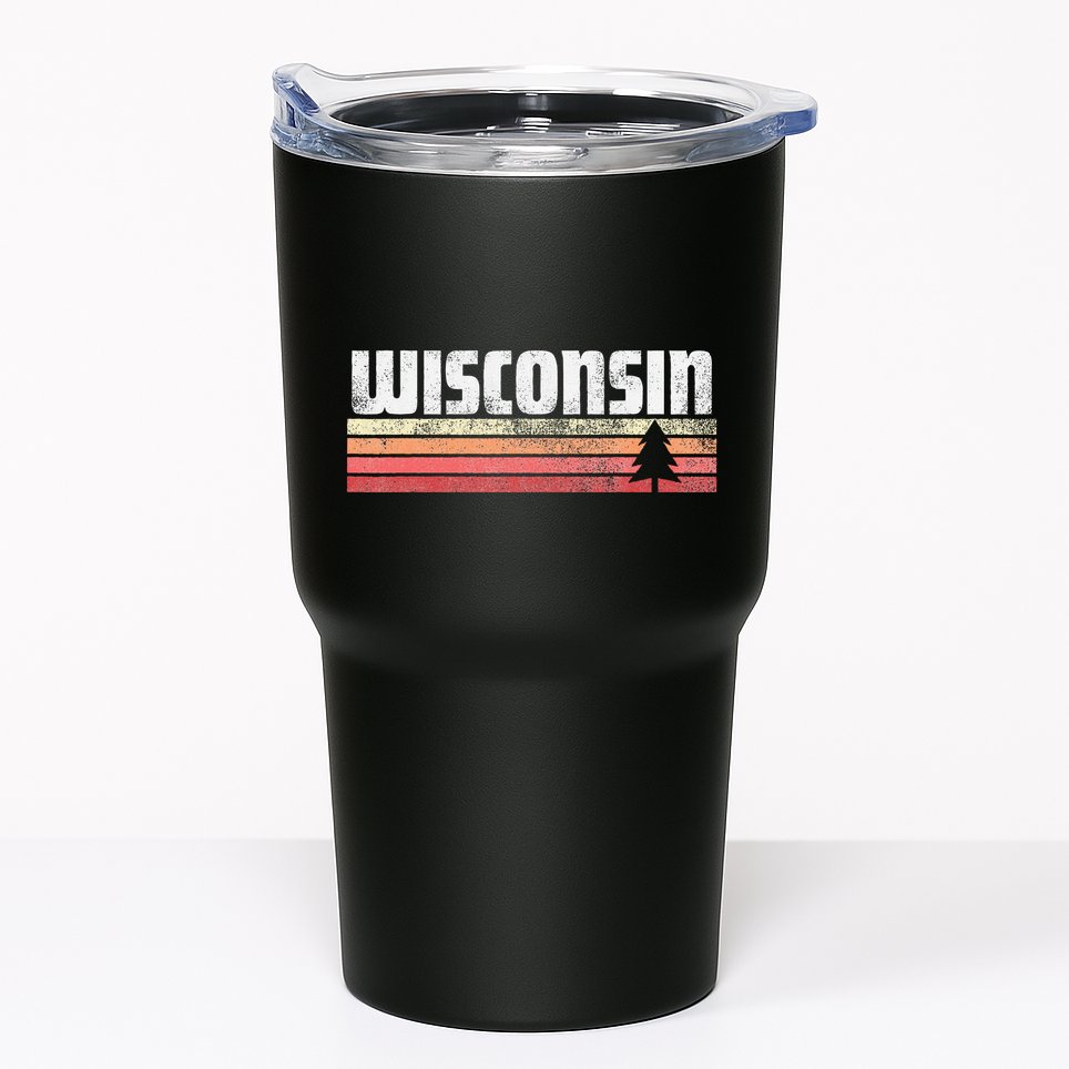 Wisconsin Retro Style 70s 80s 90s Home Gift Tumbler
