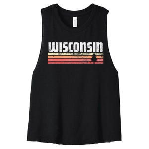 Wisconsin Retro Style 70s 80s 90s Home Gift Women's Racerback Cropped Tank