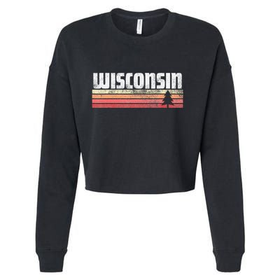 Wisconsin Retro Style 70s 80s 90s Home Gift Cropped Pullover Crew
