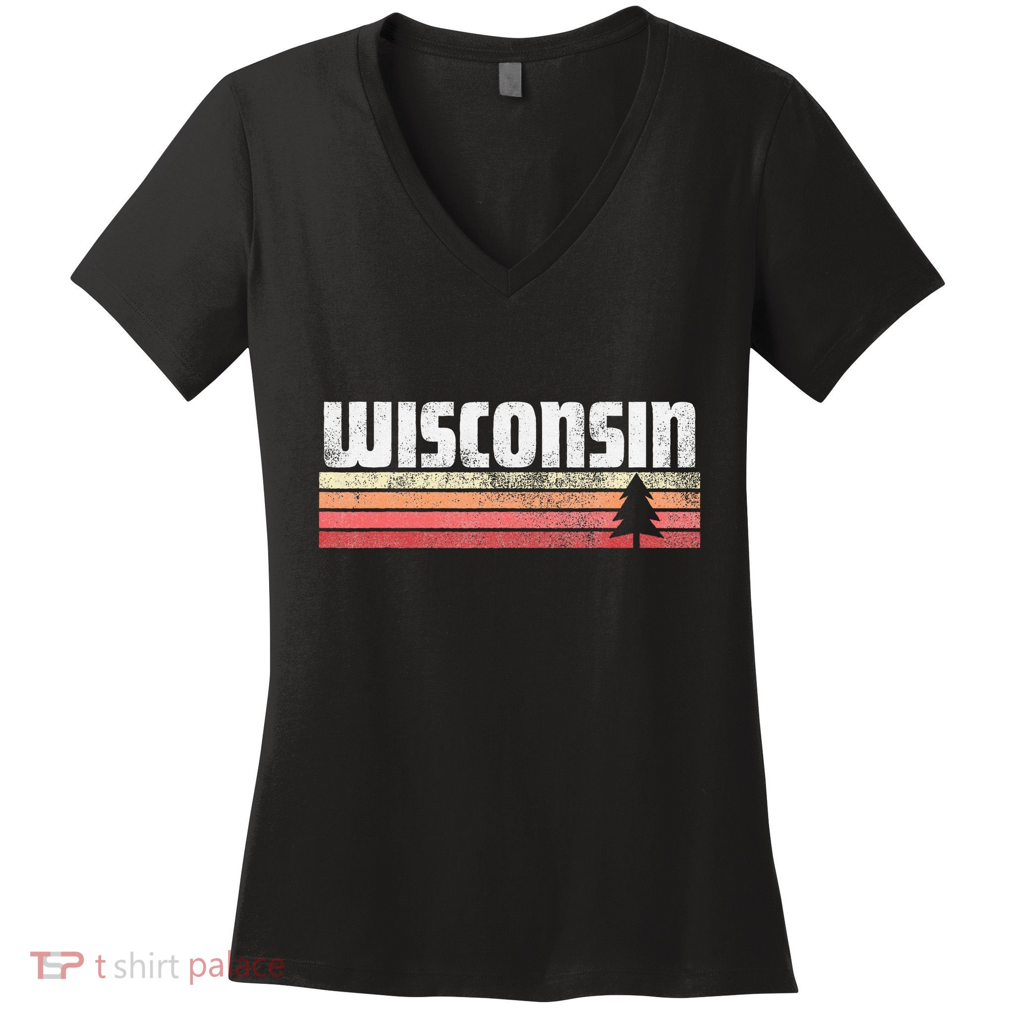 Wisconsin Retro Style 70s 80s 90s Home Gift Women's V-Neck T-Shirt