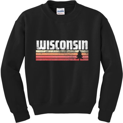 Wisconsin Retro Style 70s 80s 90s Home Gift Kids Sweatshirt