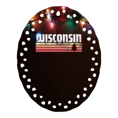 Wisconsin Retro Style 70s 80s 90s Home Gift Ceramic Oval Ornament