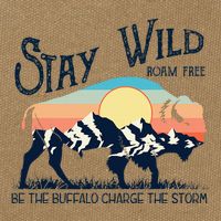 W4mx Retro Stay Wild Roam Free The Buffalo Charge The Storm Cotton Canvas Backpack
