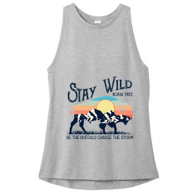 W4mx Retro Stay Wild Roam Free The Buffalo Charge The Storm Ladies PosiCharge Tri-Blend Wicking Tank
