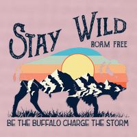 W4mx Retro Stay Wild Roam Free The Buffalo Charge The Storm 25L Jumbo Tote