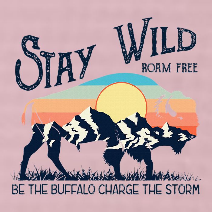 W4mx Retro Stay Wild Roam Free The Buffalo Charge The Storm 25L Jumbo Tote