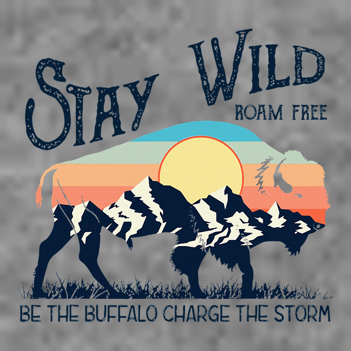 W4mx Retro Stay Wild Roam Free The Buffalo Charge The Storm Tall Sweatshirt
