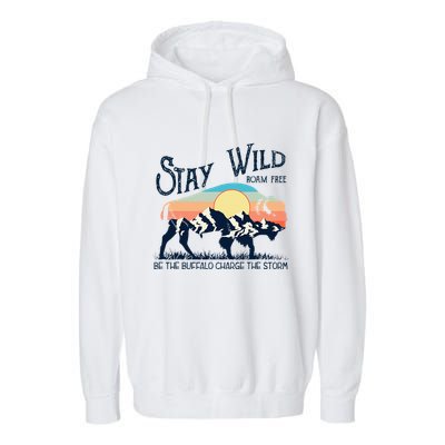 W4mx Retro Stay Wild Roam Free The Buffalo Charge The Storm Garment-Dyed Fleece Hoodie