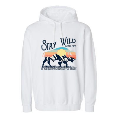 W4mx Retro Stay Wild Roam Free The Buffalo Charge The Storm Garment-Dyed Fleece Hoodie