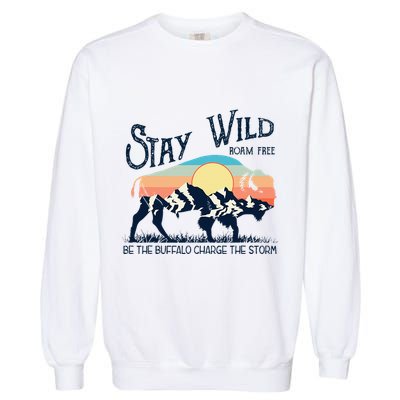 W4mx Retro Stay Wild Roam Free The Buffalo Charge The Storm Garment-Dyed Sweatshirt