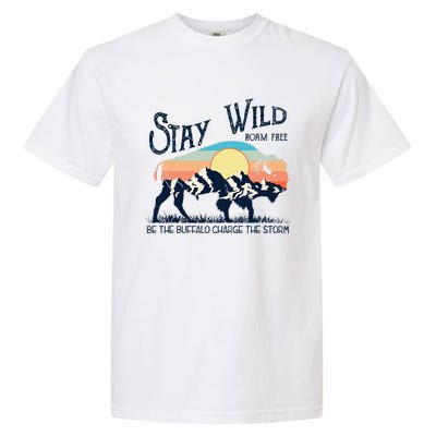 W4mx Retro Stay Wild Roam Free The Buffalo Charge The Storm Garment-Dyed Heavyweight T-Shirt