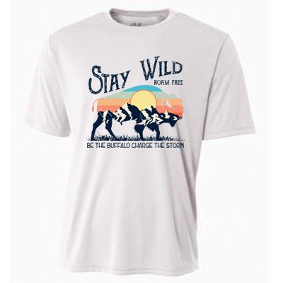 W4mx Retro Stay Wild Roam Free The Buffalo Charge The Storm Cooling Performance Crew T-Shirt