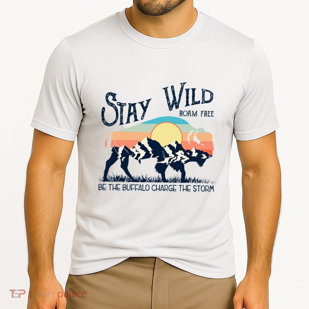 W4mx Retro Stay Wild Roam Free The Buffalo Charge The Storm Performance Shirt