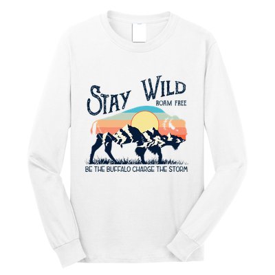 W4mx Retro Stay Wild Roam Free The Buffalo Charge The Storm Long Sleeve Shirt