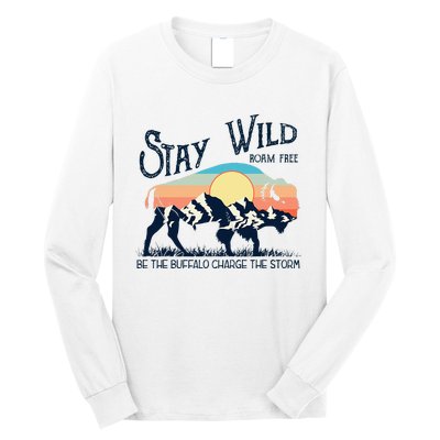 W4mx Retro Stay Wild Roam Free The Buffalo Charge The Storm Long Sleeve Shirt