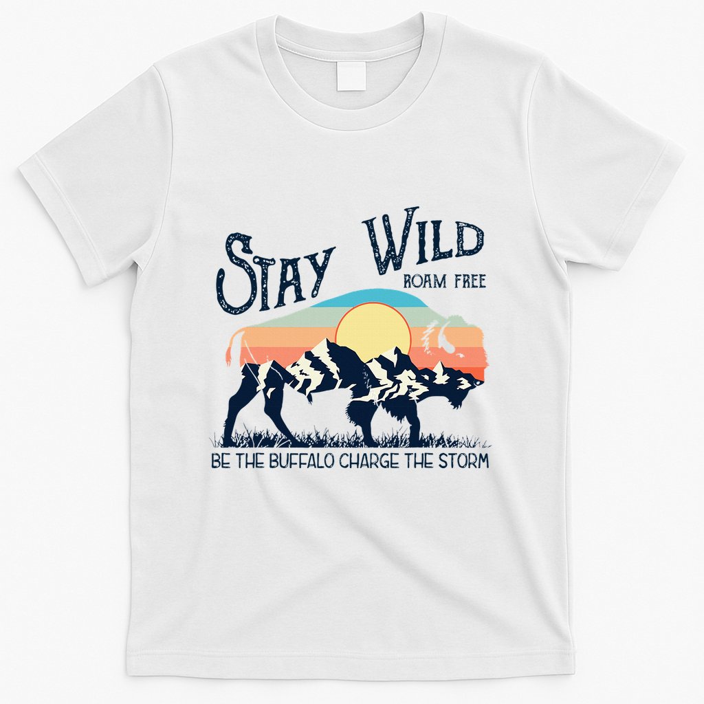 W4mx Retro Stay Wild Roam Free The Buffalo Charge The Storm T-Shirt