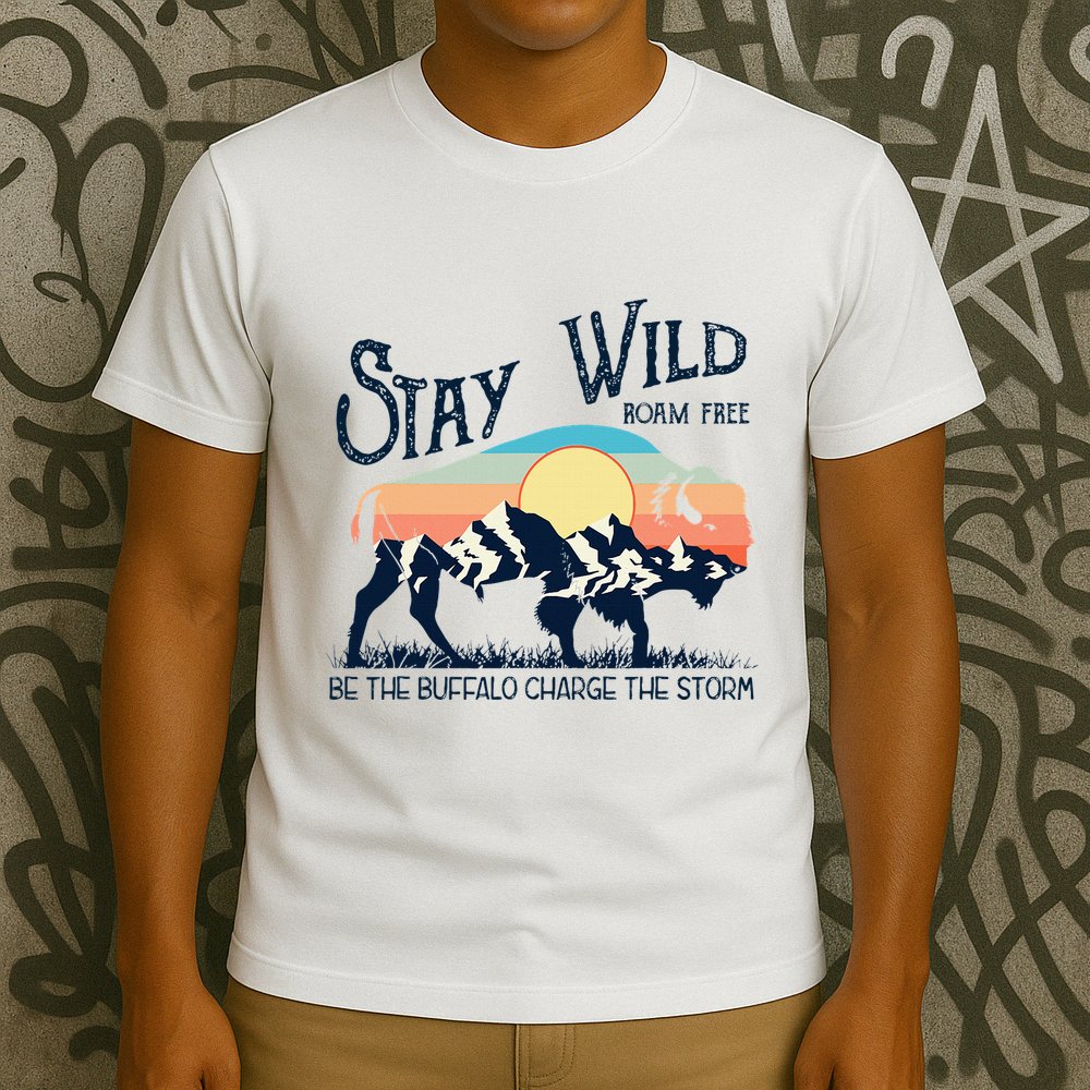 W4mx Retro Stay Wild Roam Free The Buffalo Charge The Storm T-Shirt
