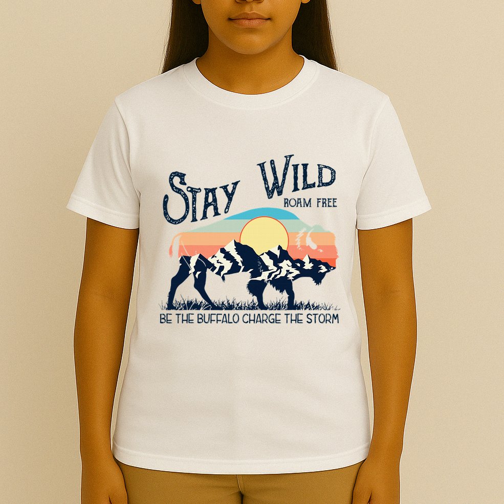W4mx Retro Stay Wild Roam Free The Buffalo Charge The Storm T-Shirt
