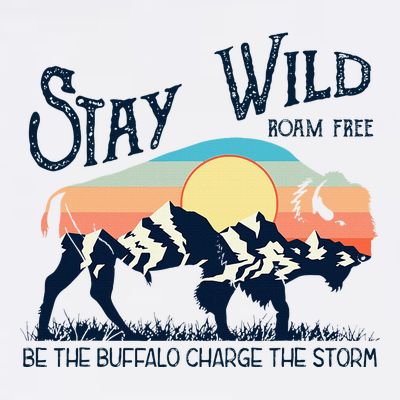 W4mx Retro Stay Wild Roam Free The Buffalo Charge The Storm T-Shirt