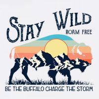 W4mx Retro Stay Wild Roam Free The Buffalo Charge The Storm Button