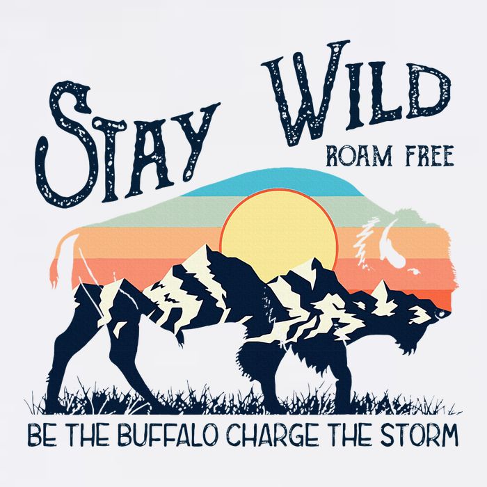 W4mx Retro Stay Wild Roam Free The Buffalo Charge The Storm Button