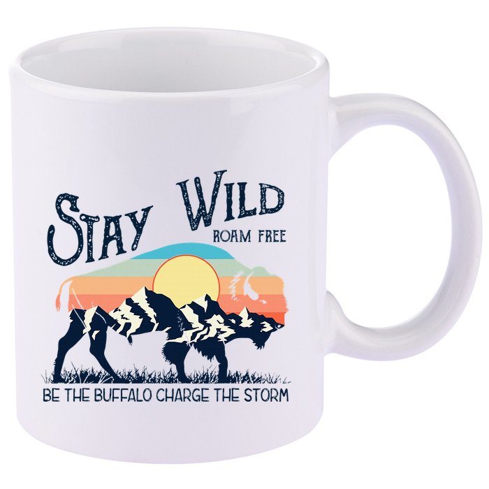 W4mx Retro Stay Wild Roam Free The Buffalo Charge The Storm 11oz C Handle Ceramic Mug
