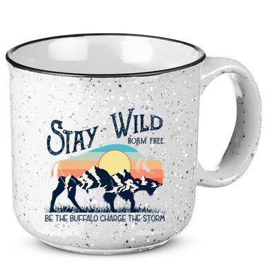 W4mx Retro Stay Wild Roam Free The Buffalo Charge The Storm 15oz Campfire Ceramic Mug