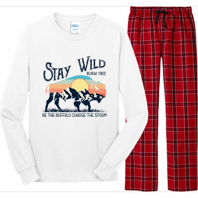 W4mx Retro Stay Wild Roam Free The Buffalo Charge The Storm Long Sleeve Pajama Set