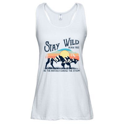 W4mx Retro Stay Wild Roam Free The Buffalo Charge The Storm Ladies Essential Flowy Tank
