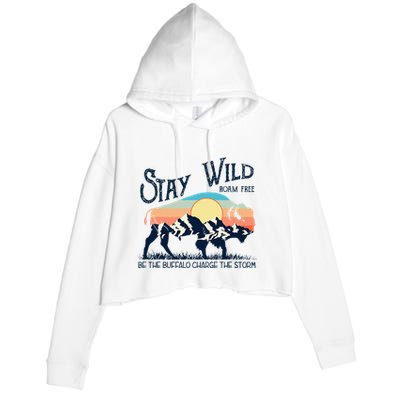 W4mx Retro Stay Wild Roam Free The Buffalo Charge The Storm Crop Fleece Hoodie