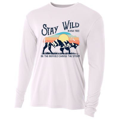 W4mx Retro Stay Wild Roam Free The Buffalo Charge The Storm Cooling Performance Long Sleeve Crew