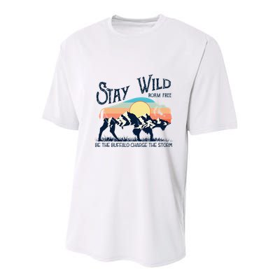 W4mx Retro Stay Wild Roam Free The Buffalo Charge The Storm Youth Performance Sprint T-Shirt