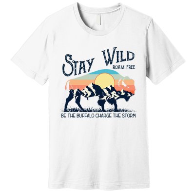 W4mx Retro Stay Wild Roam Free The Buffalo Charge The Storm Premium T-Shirt