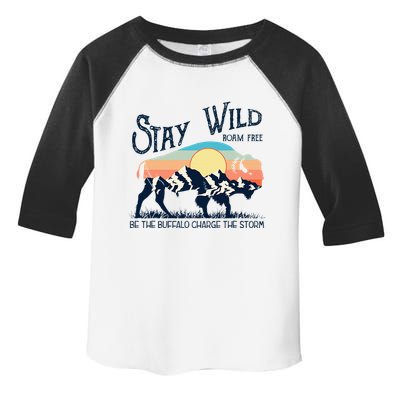 W4mx Retro Stay Wild Roam Free The Buffalo Charge The Storm Toddler Fine Jersey T-Shirt